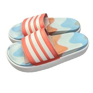 Adidas Adilette Platform Orange and White Slides